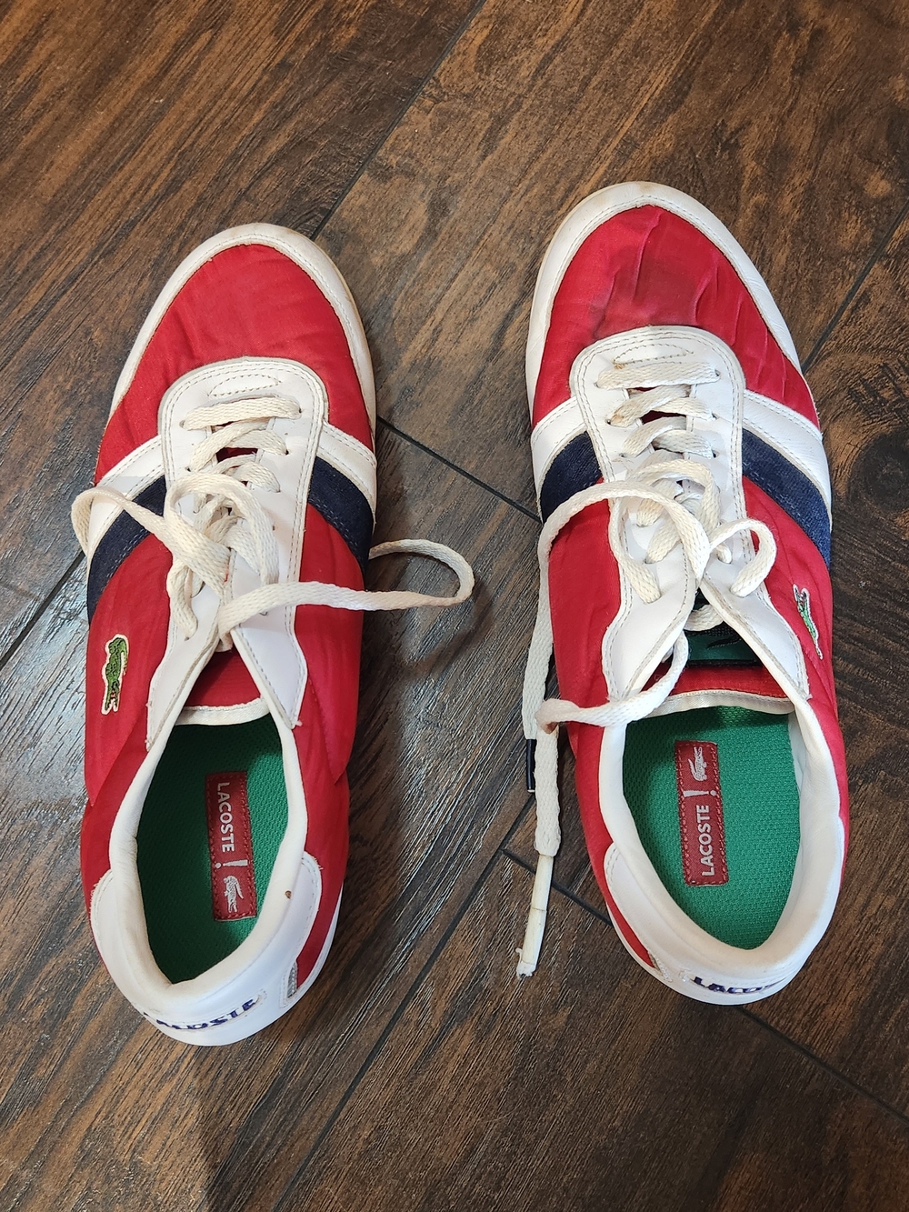 Lacoste Men Shoes Red White Navy Golf Fashion Casual Sneakers Size 9.5